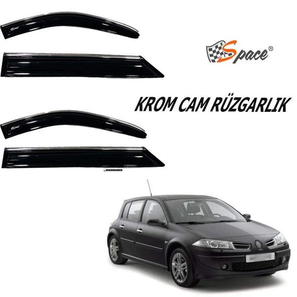 Renault Megane2 2006 4'lü Kromlu Cam Rüzgarlığı A+ Yeni Dizayn