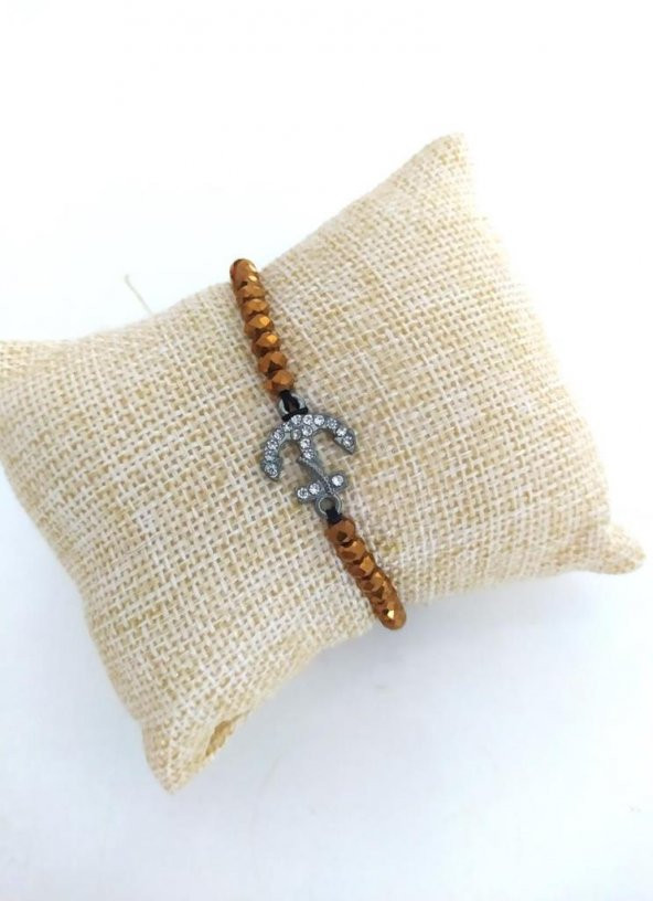 Çapa Figürlü Sıralı Boncuk İp Bileklik Ayarlanabilir Uğur 9592