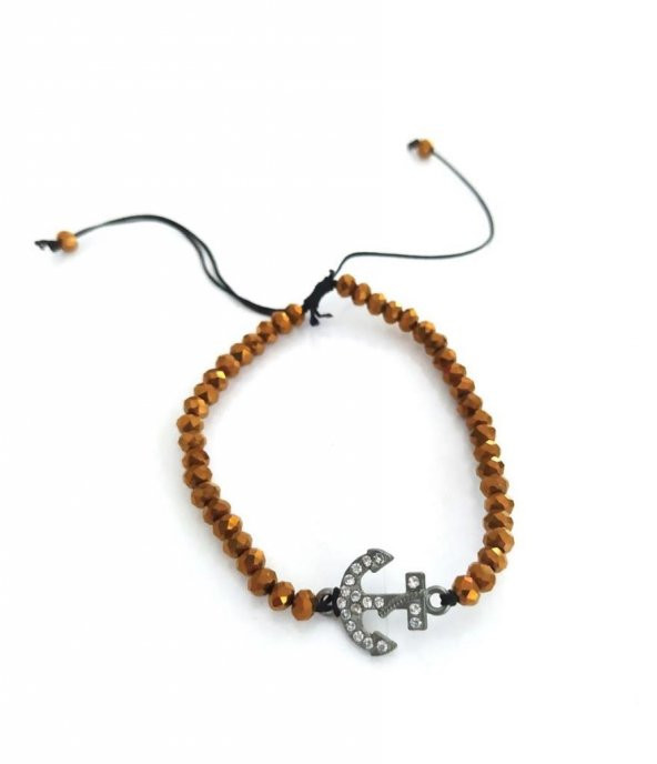 Çapa Figürlü Sıralı Boncuk İp Bileklik Ayarlanabilir Uğur 9592 - 4