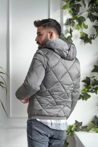 ECER KAPŞONLU REGULAR FİT ERKEK KALIN ŞİŞME MONT - 4