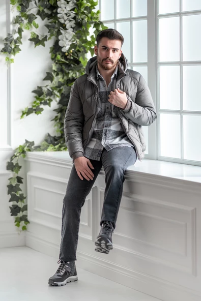 ECER KAPŞONLU REGULAR FİT ERKEK KALIN ŞİŞME MONT