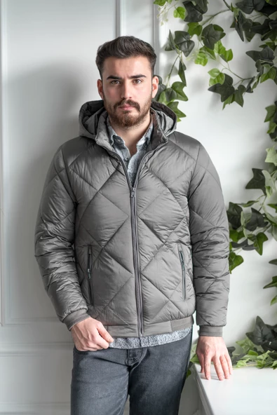 ECER KAPŞONLU REGULAR FİT ERKEK KALIN ŞİŞME MONT - 3