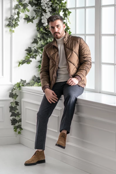 ECER KAPŞONLU REGULAR FİT ERKEK KALIN ŞİŞME MONT - 7