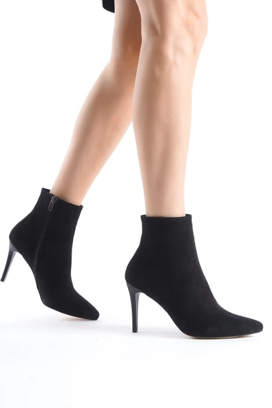 Siyah Süet Bootie İnce Topuklu Bot - Nairobi - Resim 3
