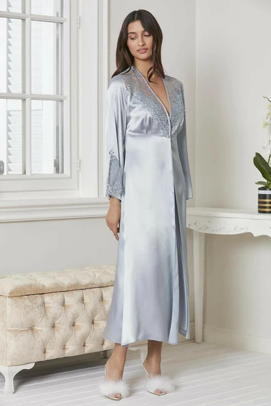 Pierre Cardin 6425 Saten Gecelik Sabahlık Pijama Takım Şort Takım 6'lı Gelin Çeyiz Seti - 7