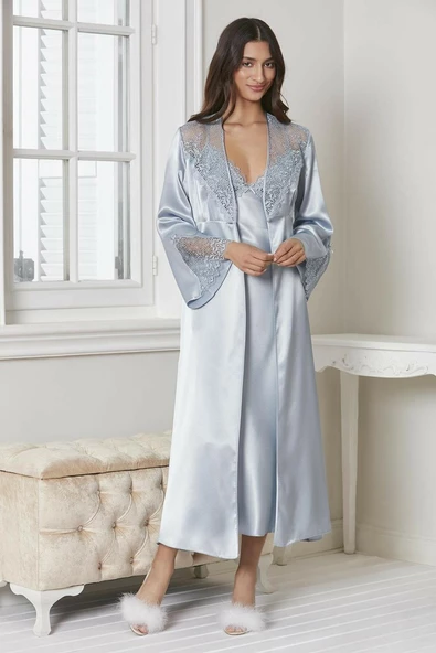 Pierre Cardin 6425 Saten Gecelik Sabahlık Pijama Takım Şort Takım 6'lı Gelin Çeyiz Seti - 2