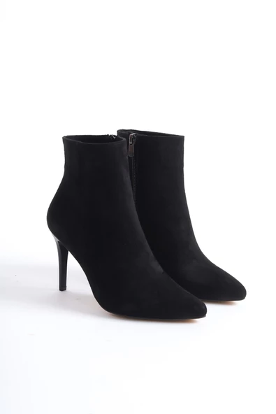 Siyah Süet Bootie İnce Topuklu Bot - Nairobi - Resim 2