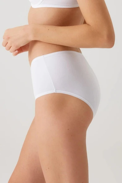 Pierre Cardin Maxi Cut 3'lü Ekonomik Paket Yüksek Bel Pamuklu Basic Slip Külot - 4