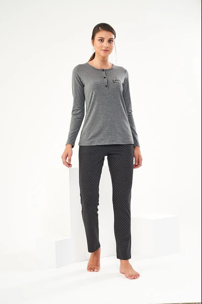 Pjs 22440 Kadın Nakışlı Patlı Pijama Takım - 2