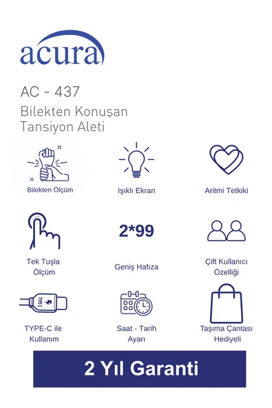 Acura AC-437S Bilekten Konuşan Dijital Tansiyon Aleti - Resim 2