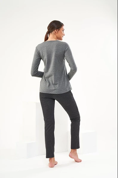 Pjs 22440 Kadın Nakışlı Patlı Pijama Takım - 4