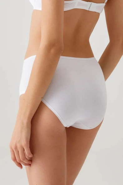 Pierre Cardin Maxi Cut 3'lü Ekonomik Paket Yüksek Bel Pamuklu Basic Slip Külot - 5