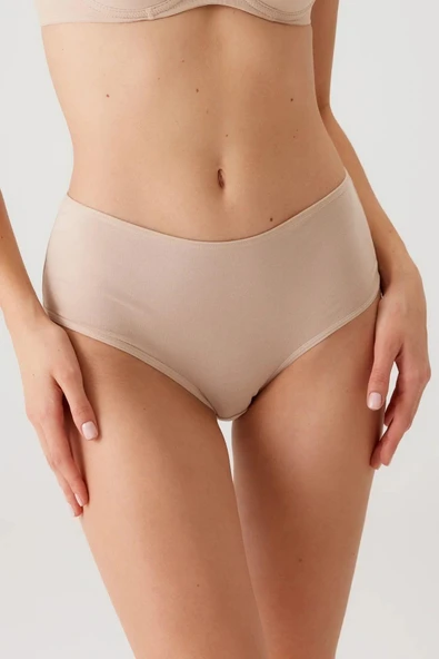 Pierre Cardin Maxi Cut 3'lü Ekonomik Paket Yüksek Bel Pamuklu Basic Slip Külot - 11