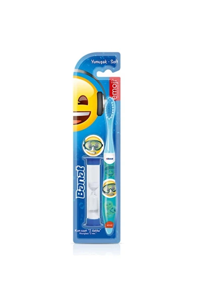 Banat Emoji Çocuk Diş Fırçası Yumuşak Kum Saatli