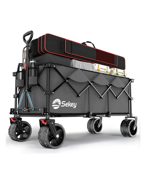 Plaj Arabası Katlanabilir 300L 200kg Taşıma Arabası Büyük El Arabası Gri