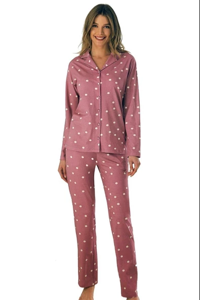 Eros 952 Kadın Puanlı Önden Düğmeli Pijama Takımı