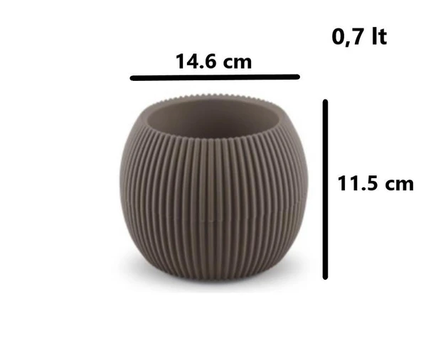 Omnipazar KRS Mercan Dekoratif Sukulent Kaktüs Plastik Saksı Takımı 3'lü Set Kahverengi - Resim 7