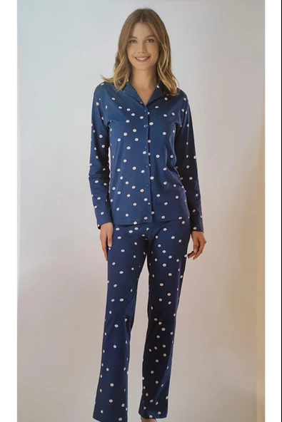 Eros 952 Kadın Puanlı Önden Düğmeli Pijama Takımı - 3