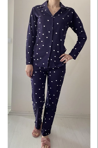 Eros 952 Kadın Puanlı Önden Düğmeli Pijama Takımı - 5