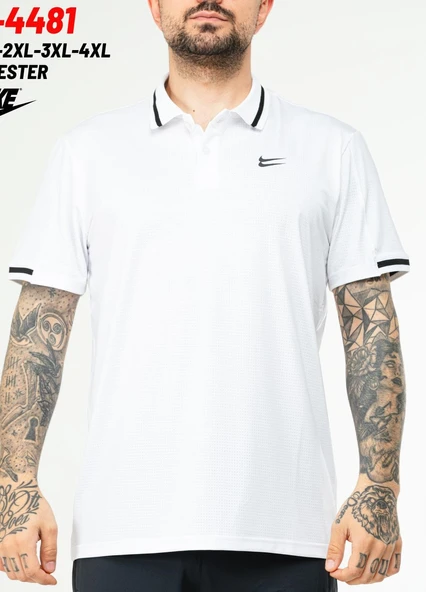Nike EF-4481 Erkek Battal Polyester Mesh Polo Yaka T-Shirt - 2