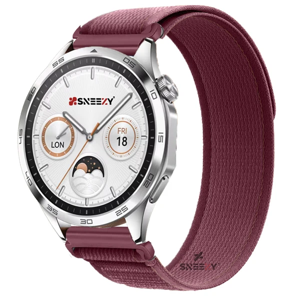 Huawei Watch GT5 46mm Uyumlu Kordon Trail Loop Yumuşak Kumaş Kordon  Kırmızı - 1