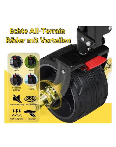 Plaj Arabası Katlanabilir 300L 200kg Taşıma Arabası Büyük El Arabası Gri - 3