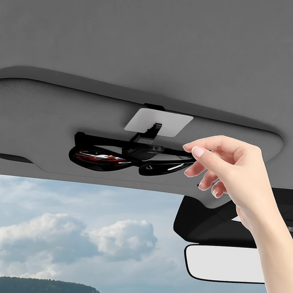 Araç İçi Gözlük Tutucu Kart Tutucu Minimalist Yaylı Klips Oto Gözlük Tutucu  Füme - 2