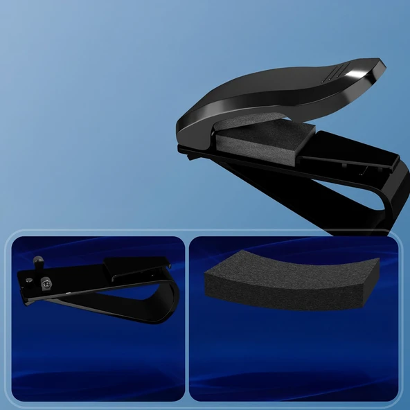 Araç İçi Gözlük Tutucu Kart Tutucu Minimalist Yaylı Klips Oto Gözlük Tutucu  Füme - 4