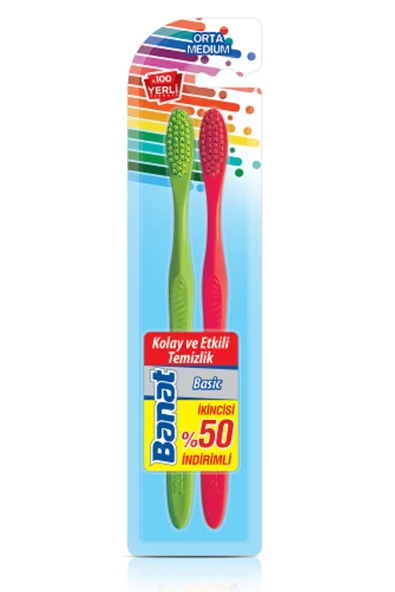 Banat Basic Diş Fırçası 2'li Set Orta Sertlik