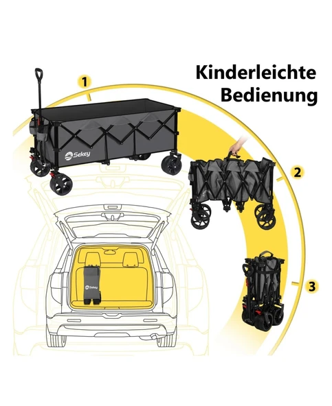 Plaj Arabası Katlanabilir 300L 200kg Taşıma Arabası Büyük El Arabası Gri - 6