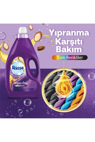 Rinso Sıvı Çamaşır Deterjanı Komple Bakım Serisi Argan Özü 3 lt x 3 Adet - 4