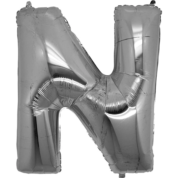 N Harf Folyo Balon Gümüş Renk 40 İnç