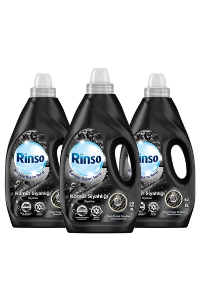 Rinso Sıvı Çamaşır Deterjanı Komple Bakım Serisi Kömür Siyahlığı Siyahlar İçin 3 lt x 3 Adet - 2