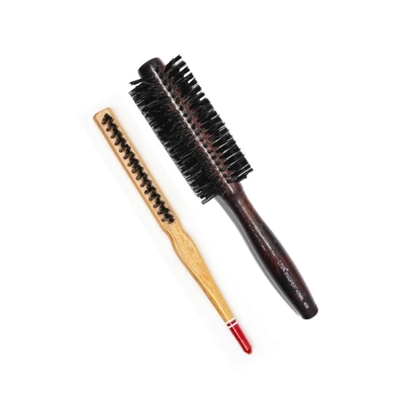 Liva 408& 690 Profesyonel Yanmaz Set Topuz Saç Fırçası-2'li - 2