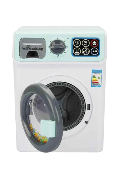 Minikler İçin Gerçek Yıkama Deneyimi: Sesli ve Işıklı Yeşil Çamaşır Makinesi