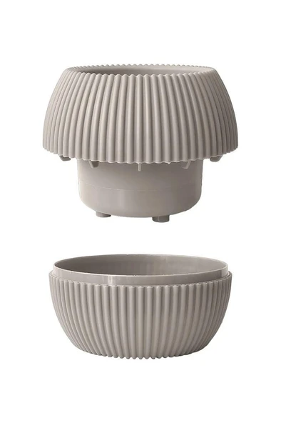 Omnipazar KRS Mercan Dekoratif Sukulent Kaktüs Plastik Saksı Takımı 3'lü Set Bej - Resim 2