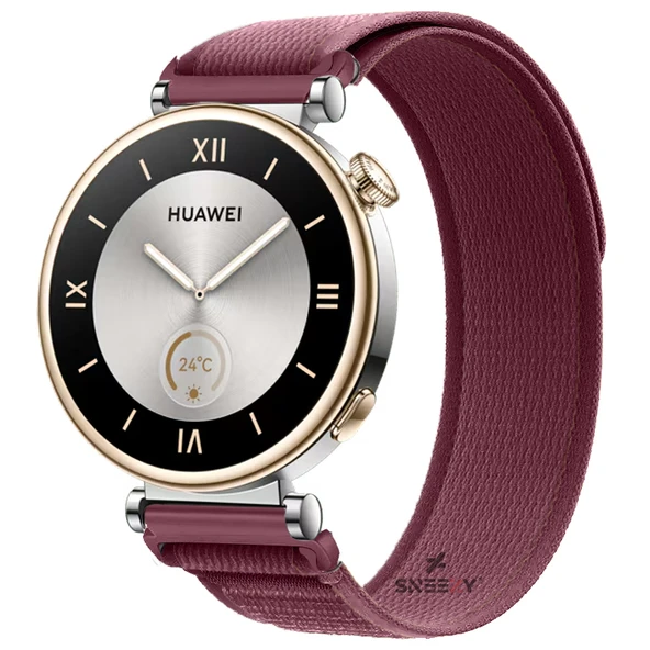 Huawei Watch GT4 41mm Uyumlu Kordon Trail Loop Cırtlı Yumuşak Kumaş Şık Kordon  Kırmızı ürün görseli