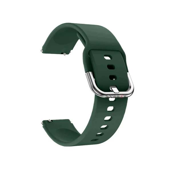 Huawei Watch GT5 Pro 42mm İle Uyumlu Yumuşak PureLux Soft Tokalı Silikon Kordon  Koyu Yeşil - Resim 3