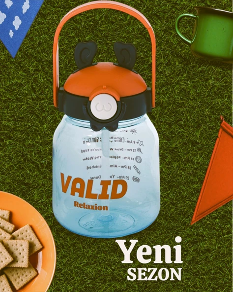 Relaxion Hediyeli, İthal Lüx Kulaklı Yeşil-Turuncu Matara/Suluk 1100 Ml (446) - 2