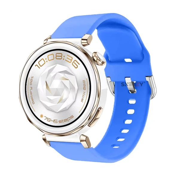 Huawei Watch GT5 Pro 42mm İle Uyumlu Yumuşak PureLux Soft Tokalı Silikon Kordon  Mavi