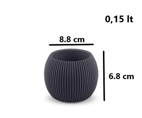 Omnipazar KRS Mercan Dekoratif Sukulent Kaktüs Plastik Saksı Takımı 3'lü Set Antrasit - 5