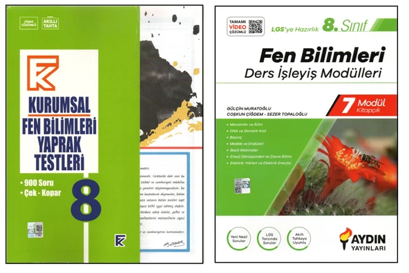 KURMAY 8. SINIF KURUMSAL YAPRAK TEST+AYDIN DERS İŞLEYİŞ MODÜLLERİ FEN BİLİMLERİ (2 KİTAP) ürün görseli