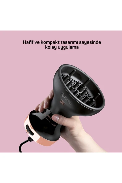 Ar5086 Bellissima Diffon Ceramic Kıvırcık Saçlara Özel Saç Kurutma Makinesi - Siyah - 6