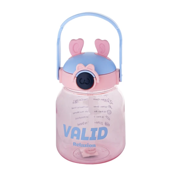 Relaxion Hediyeli, İthal Lüx Kulaklı Pembe Matara/Suluk 1100 Ml (446)