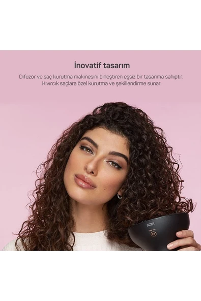Ar5086 Bellissima Diffon Ceramic Kıvırcık Saçlara Özel Saç Kurutma Makinesi - Siyah - 3
