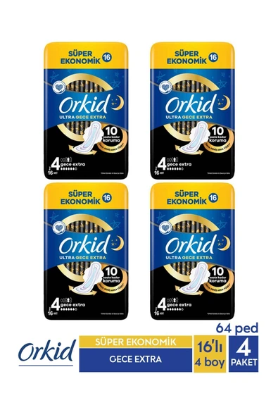 Orkid Ultra Extra 4'lü Gece Extra 16 X 4 Adet