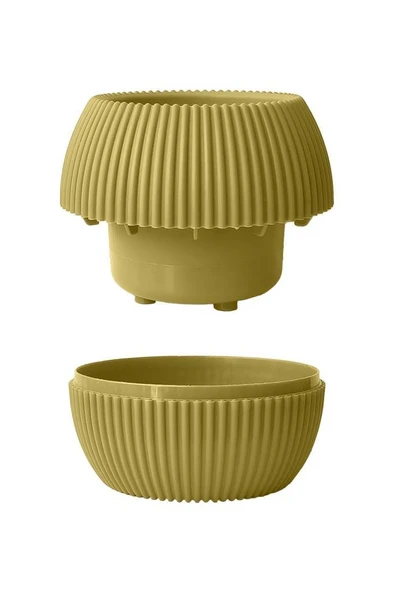 Omnipazar KRS Mercan Dekoratif Sukulent Kaktüs Plastik Saksı Takımı 3'lü Set Soft Sarı - Resim 2