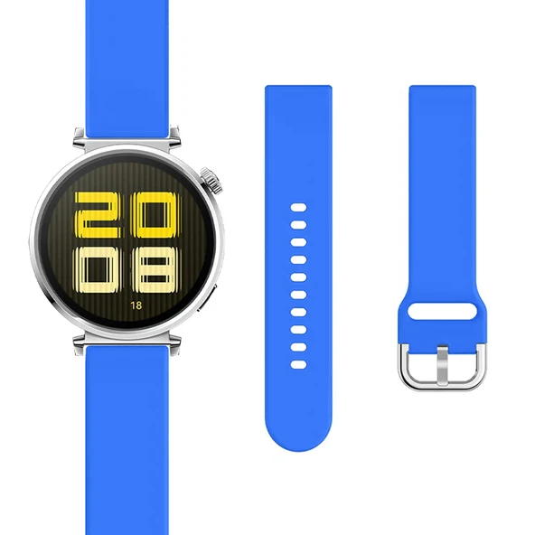 Huawei Watch GT5 Pro 42mm İle Uyumlu Yumuşak PureLux Soft Tokalı Silikon Kordon  Mavi - 4