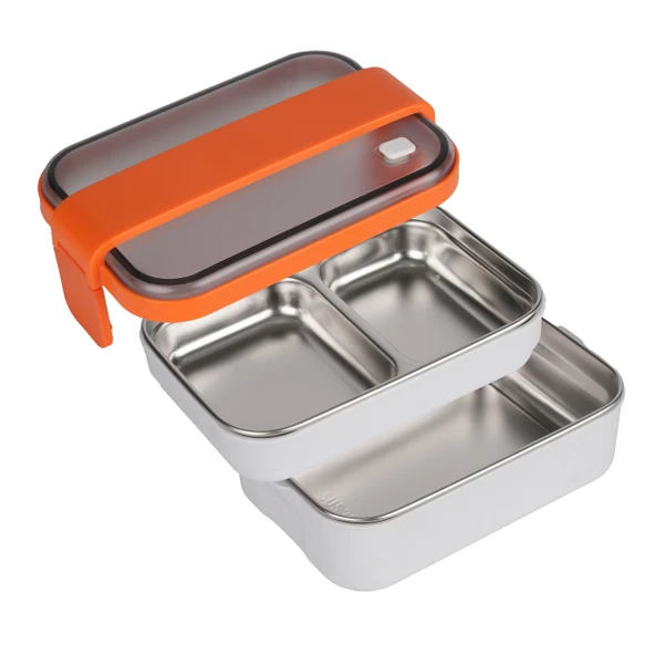 Relaxion İki Katlı, Paslanmaz Çelik, Beyaz Lunch Box/Yemek Saklama ve Taşıma Kabı 1200 Ml. (304)