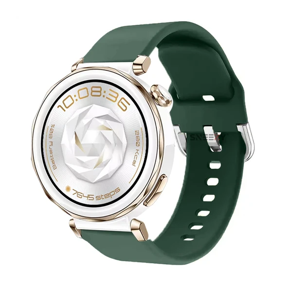 Huawei Watch GT5 Pro 42mm İle Uyumlu Yumuşak PureLux Soft Tokalı Silikon Kordon  Koyu Yeşil ürün görseli